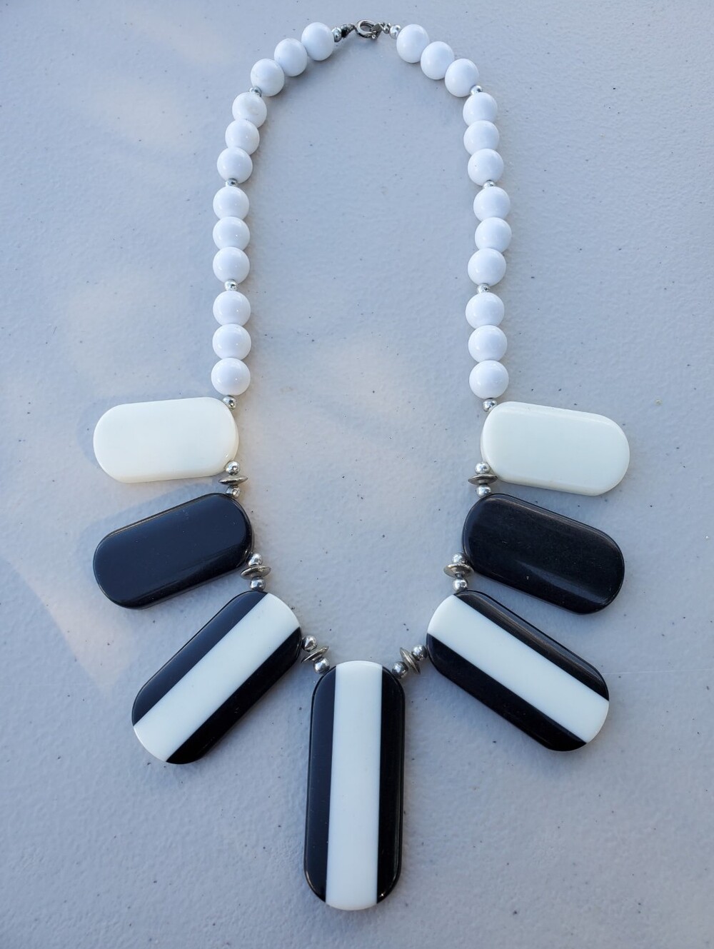 Black & White Bold Stripe Statement Necklace